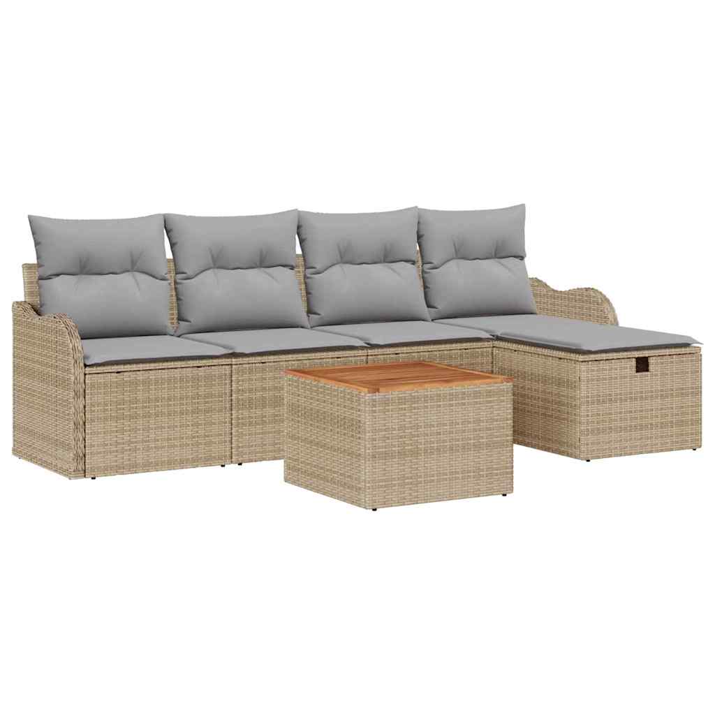 Havesofa Sæt 6 stk. Beige polyrattan