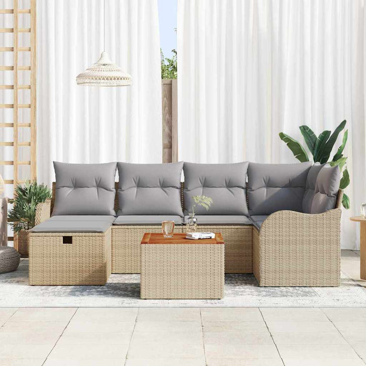 Havesofa Sæt 7 stk. Beige polyrattan