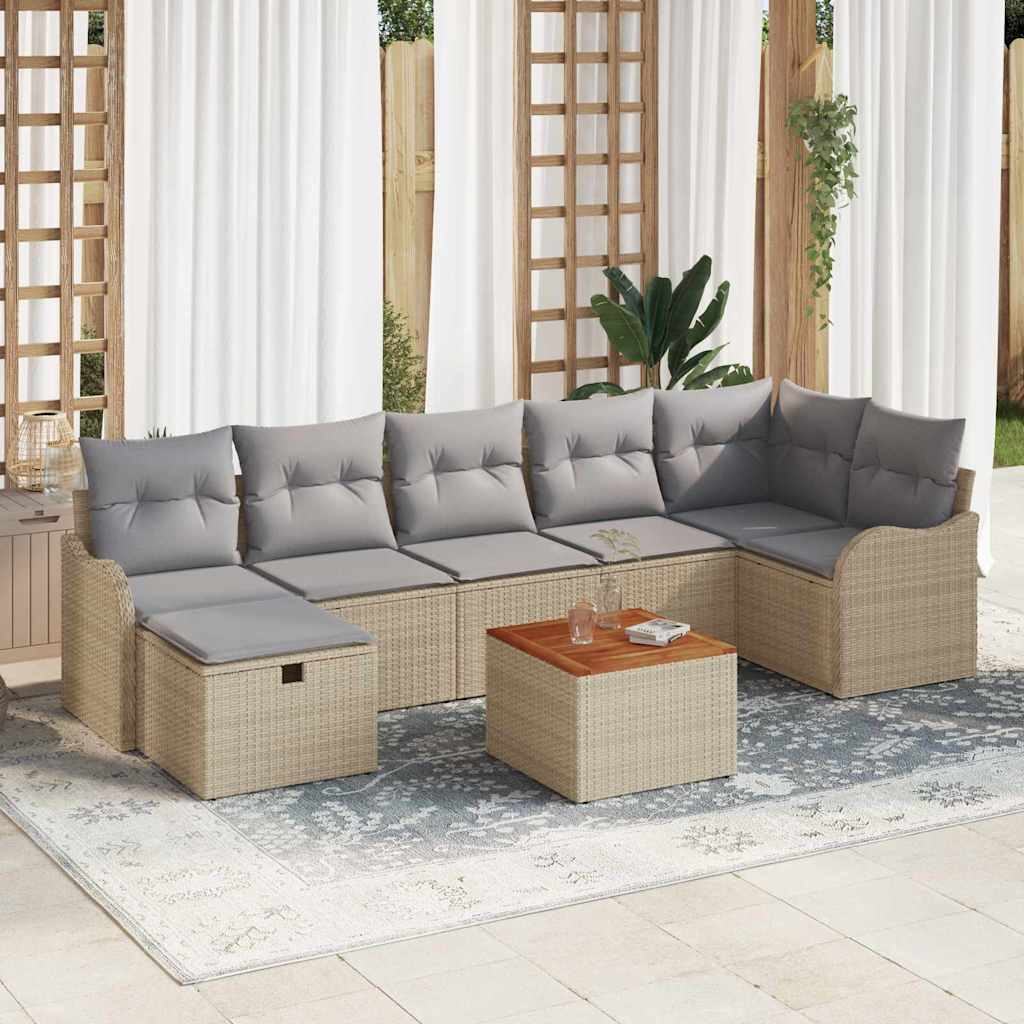 Havesofa Sæt 8 stk. Beige polyrattan