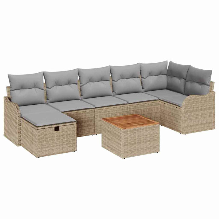 Havesofa Sæt 8 stk. Beige polyrattan