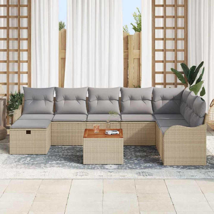 Havesofa Sæt 9 stk. Beige polyrattan