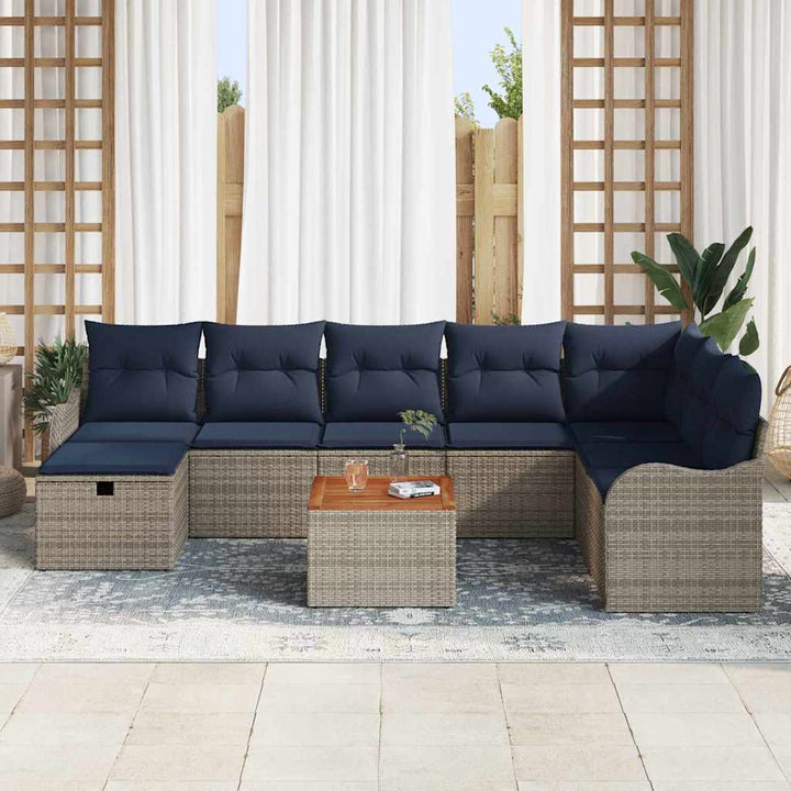 Havesofa Sæt 9 stk. Grå polyrattan