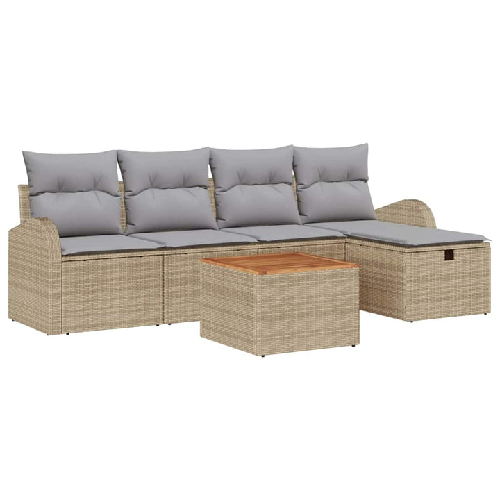 Havesofa Sæt 6 stk. Beige polyrattan