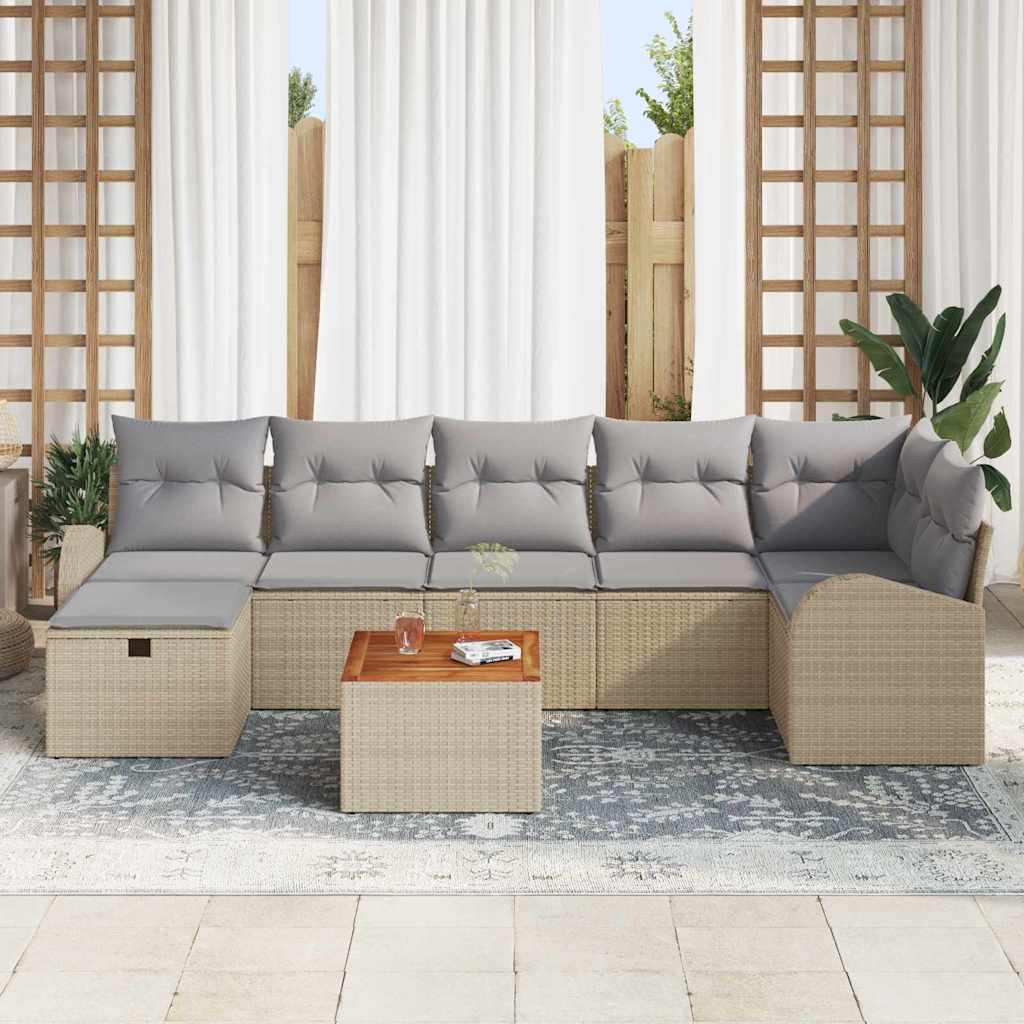 Havesofa Sæt 8 stk. Beige polyrattan