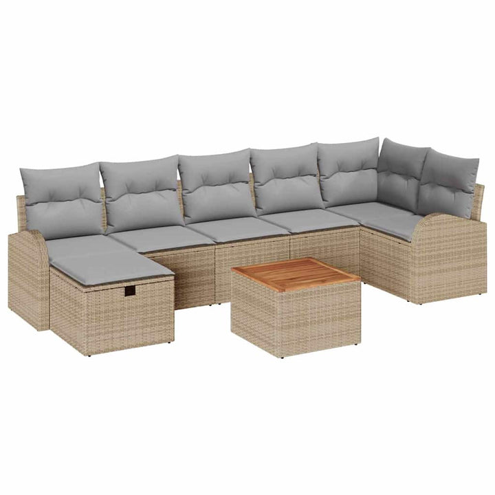 Havesofa Sæt 8 stk. Beige polyrattan