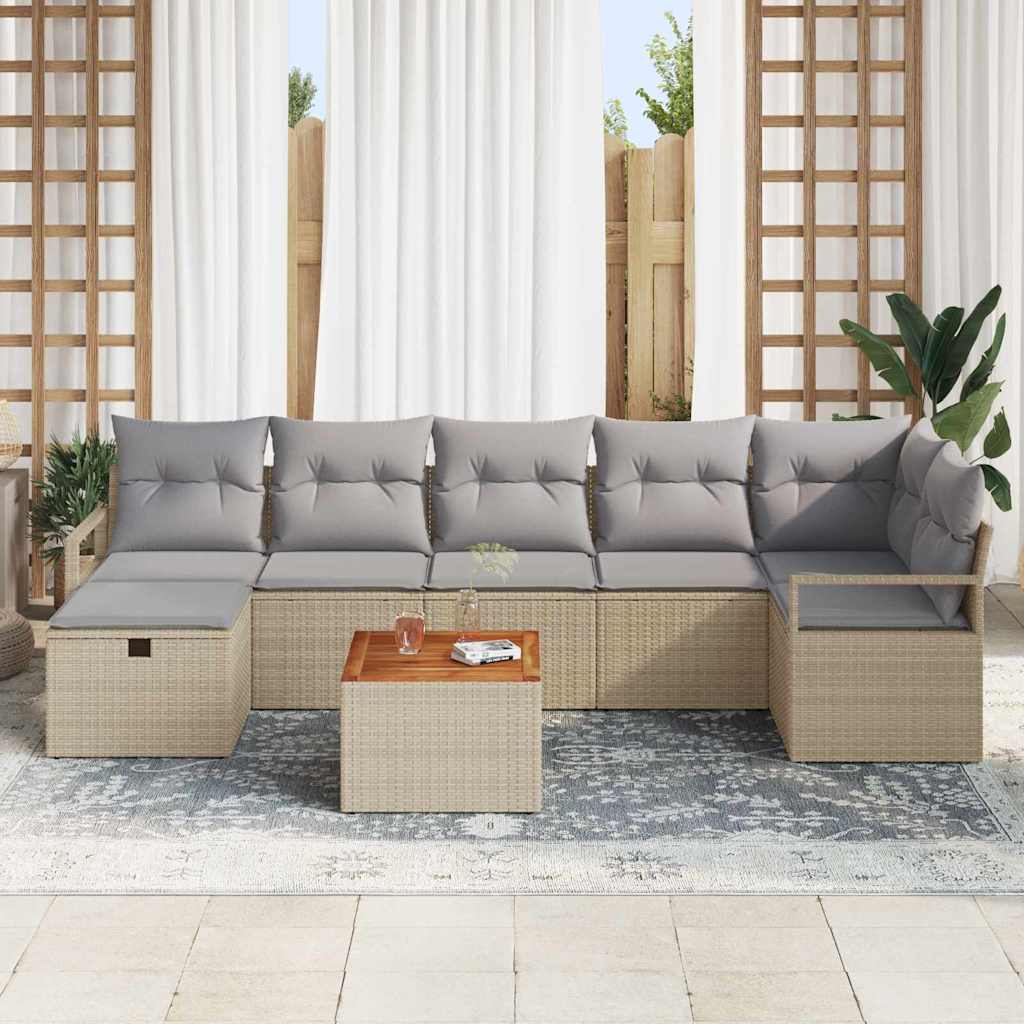 Havesofa Sæt 8 stk. Beige polyrattan