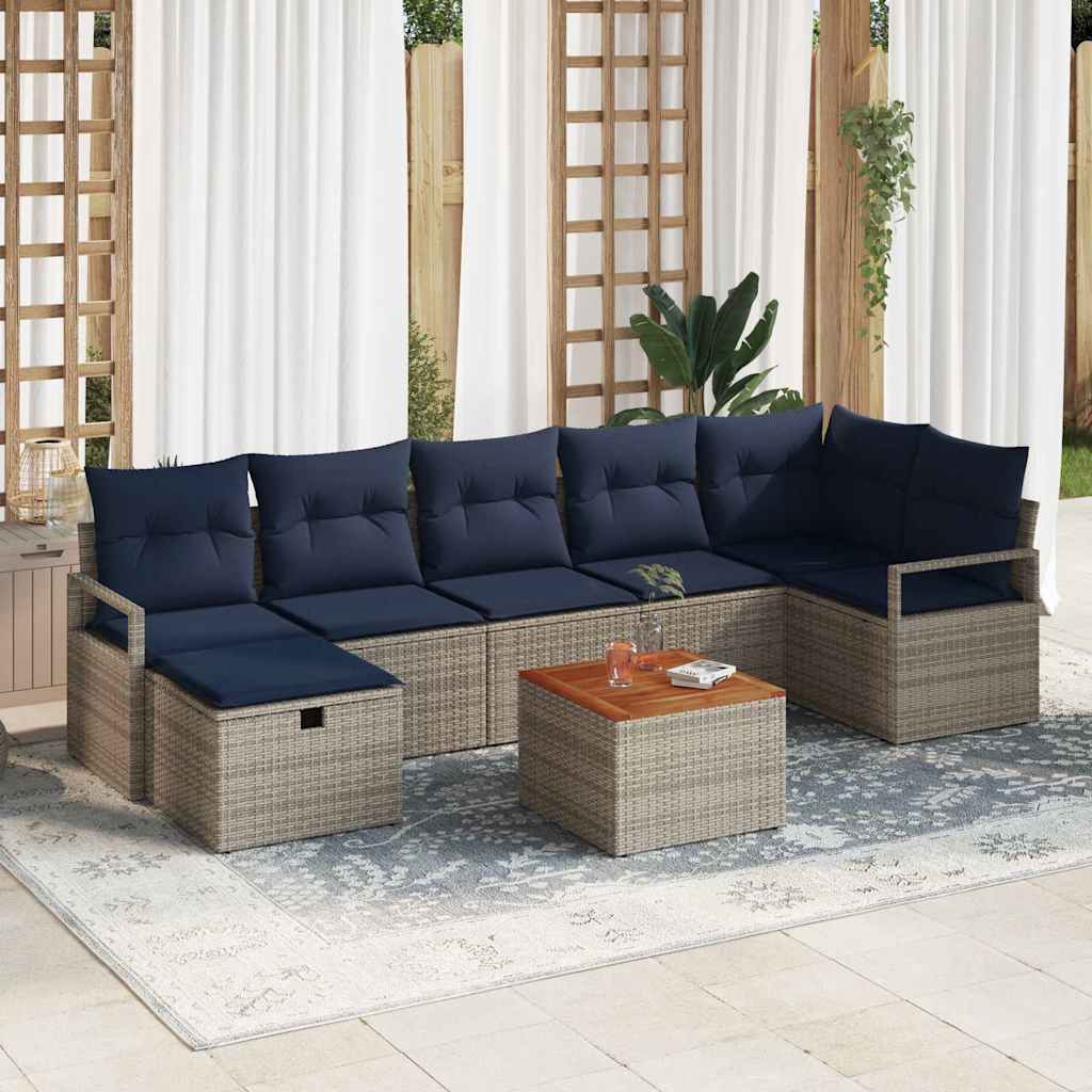 Havesofa Sæt 8 stk. Grå polyrattan
