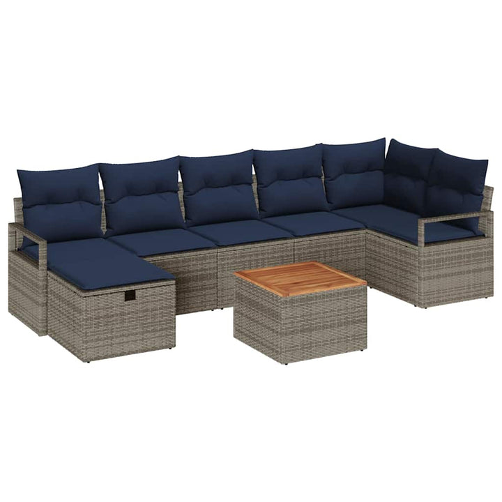 Havesofa Sæt 8 stk. Grå polyrattan