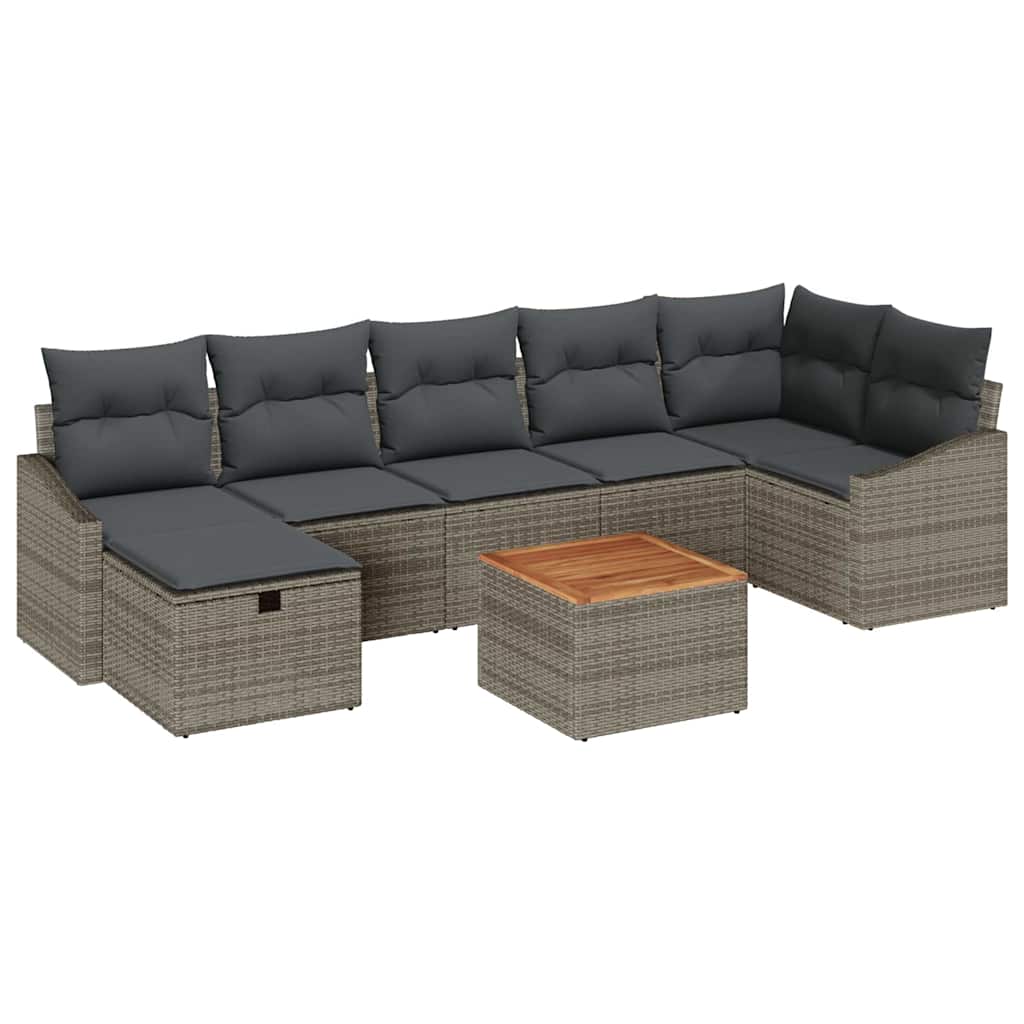 Havesofa Sæt 8 stk. Grå polyrattan