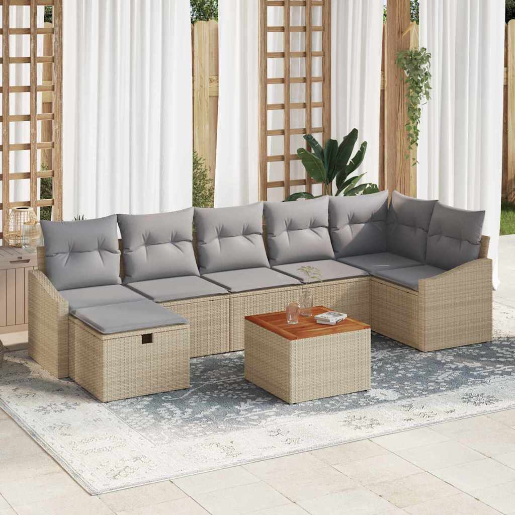 Havesofa Sæt 8 stk. Beige polyrattan
