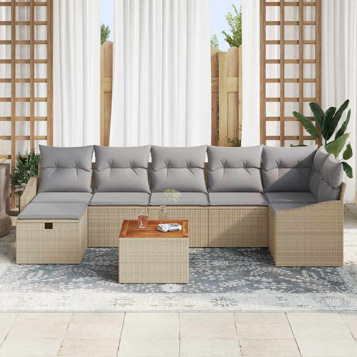 Havesofa Sæt 8 stk. Beige polyrattan