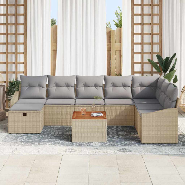 Havesofa Sæt 9 stk. Beige polyrattan
