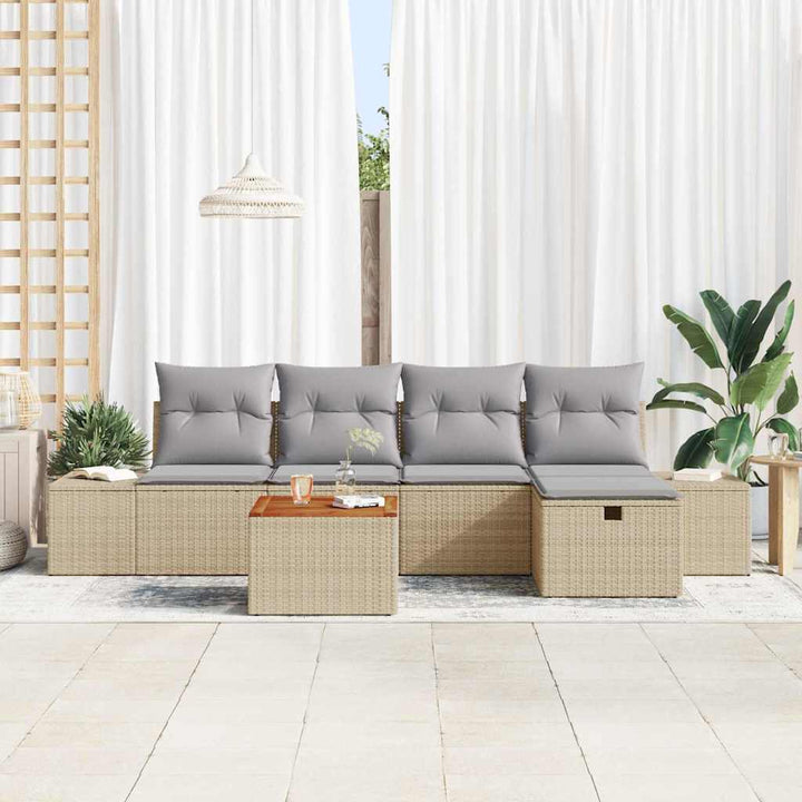Havesofa Sæt 6 stk. Beige polyrattan