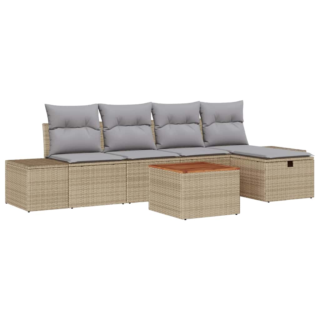 Havesofa Sæt 6 stk. Beige polyrattan
