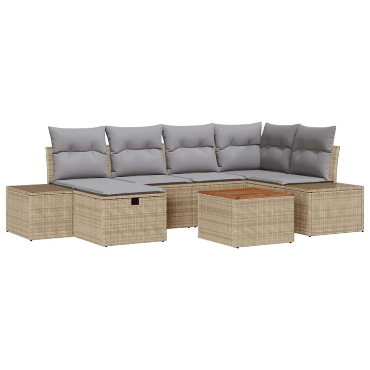 Havesofa Sæt 7 stk. Beige polyrattan