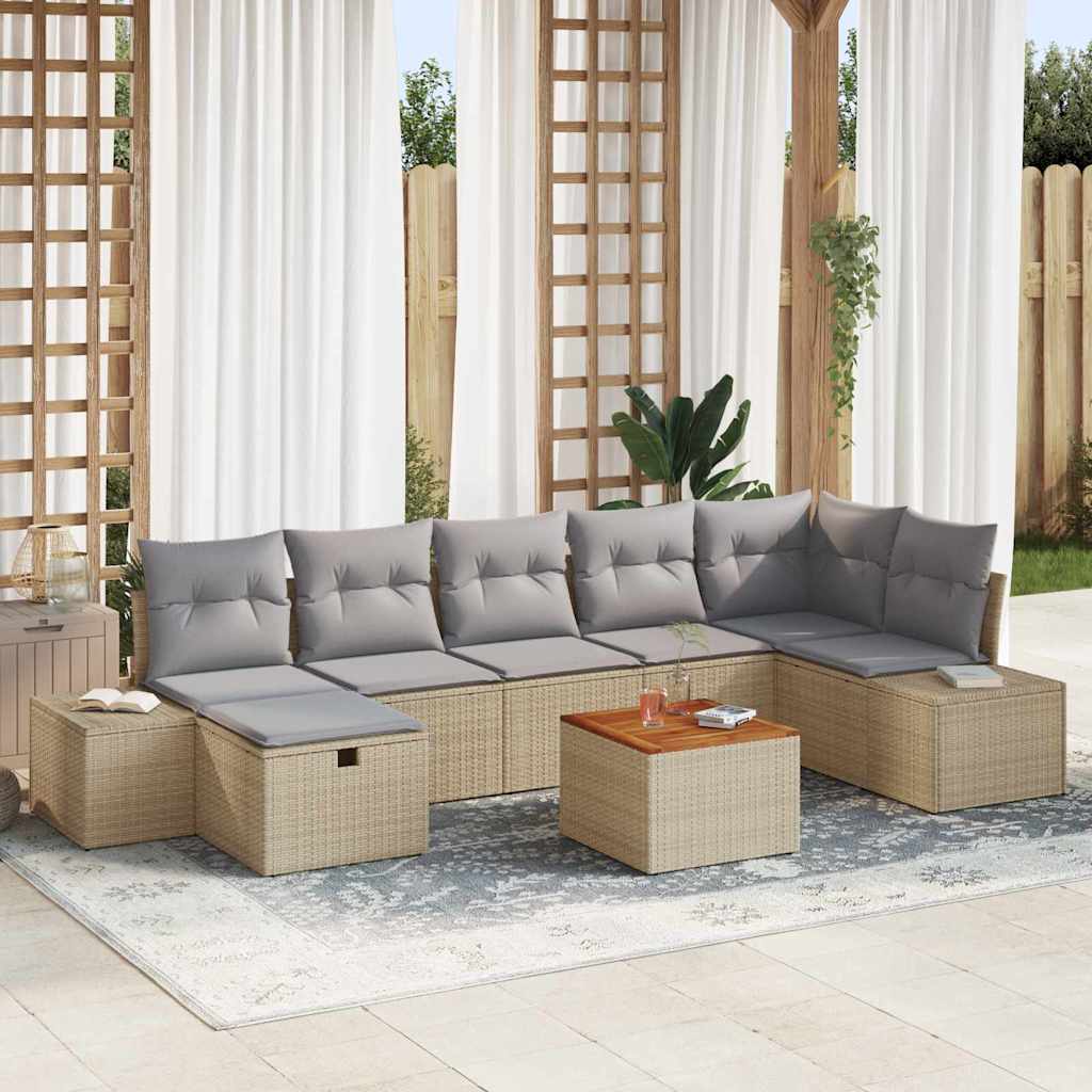 Havesofa Sæt 8 stk. Beige polyrattan