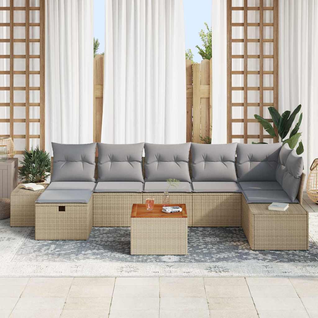 Havesofa Sæt 8 stk. Beige polyrattan