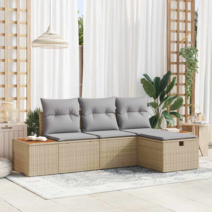 Havesofa Sæt 4 stk. Beige polyrattan
