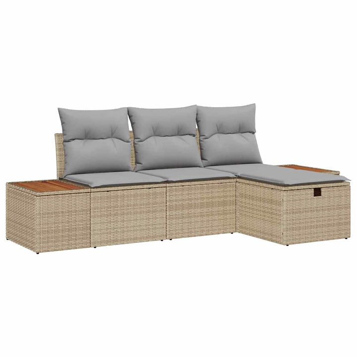 Havesofa Sæt 4 stk. Beige polyrattan
