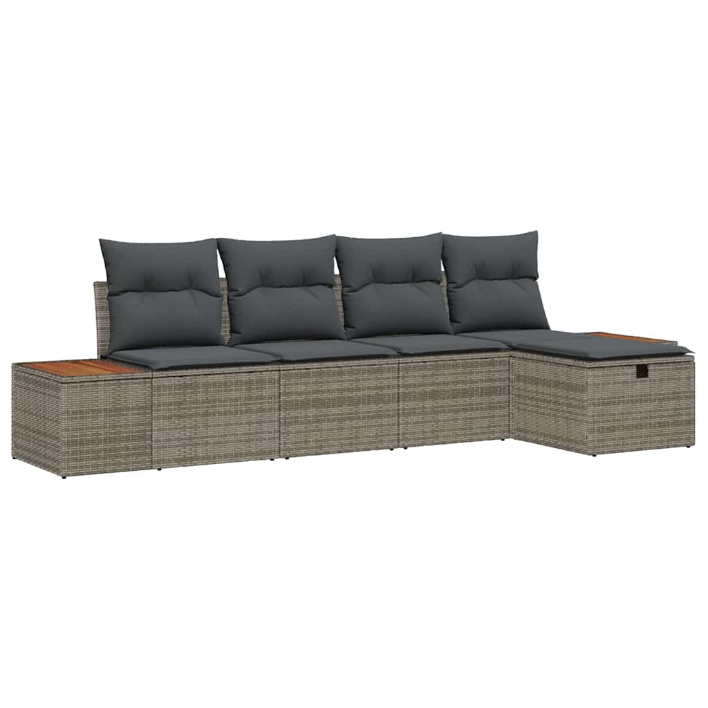 Havesofa Sæt 5 stk. Grå polyrattan