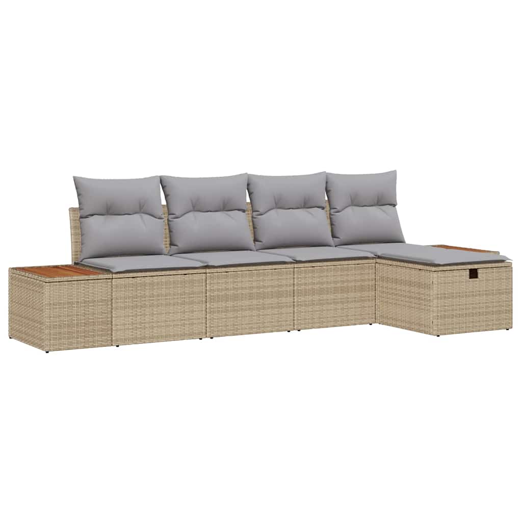 Havesofa Sæt 5 stk. Beige polyrattan