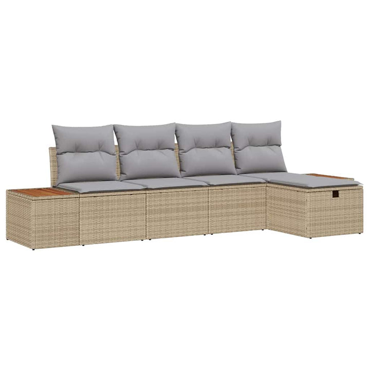 Havesofa Sæt 5 stk. Beige polyrattan