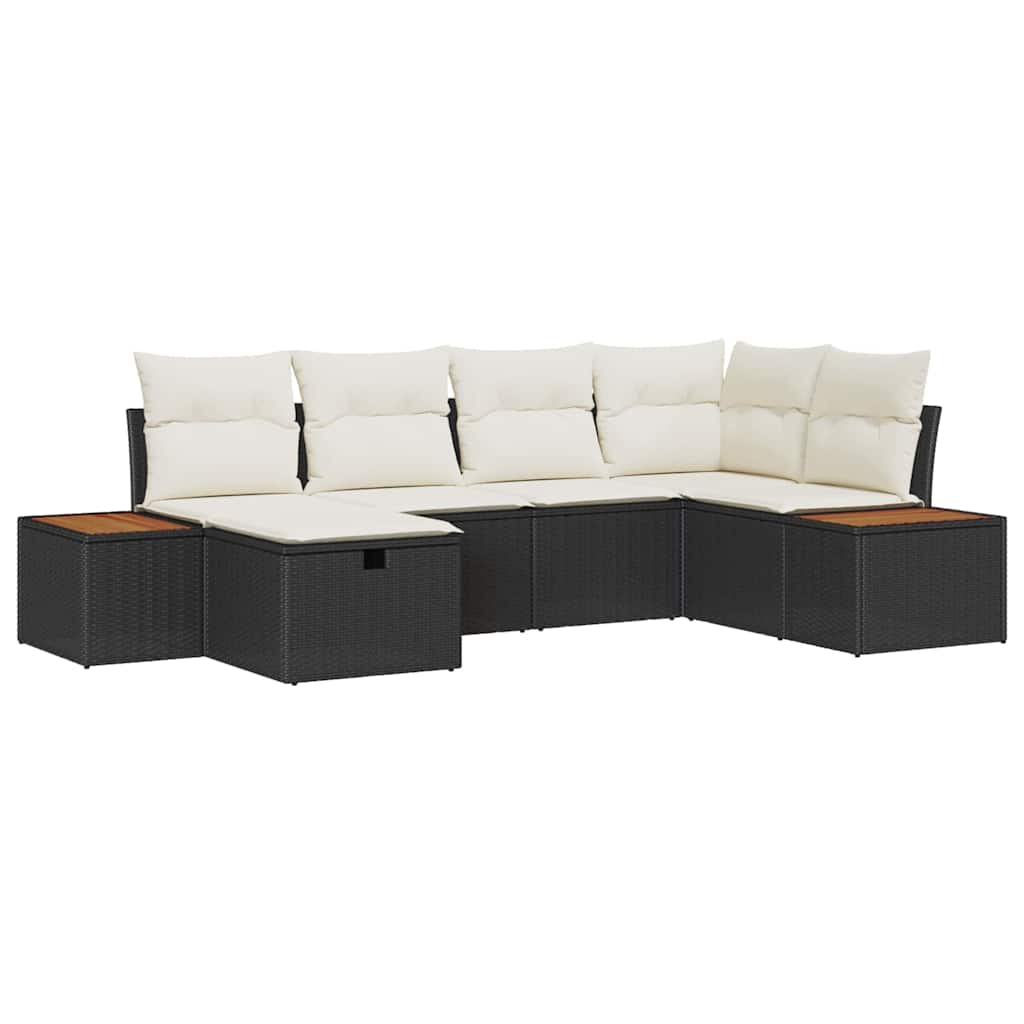 Havesofa Sæt 6 stk. Sort polyrattan