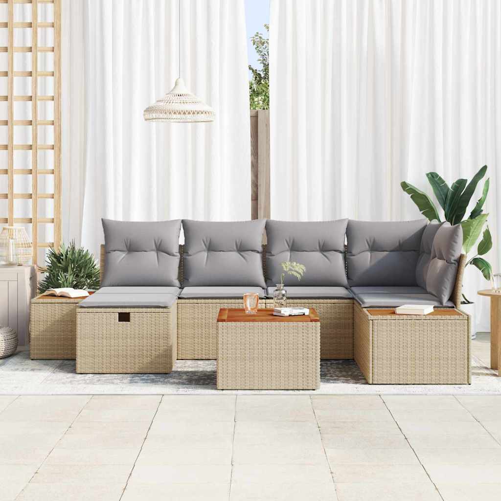 Havesofa Sæt 7 stk. Beige polyrattan