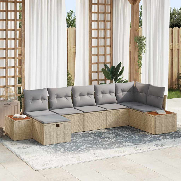 Havesofa Sæt 8 stk. Beige polyrattan