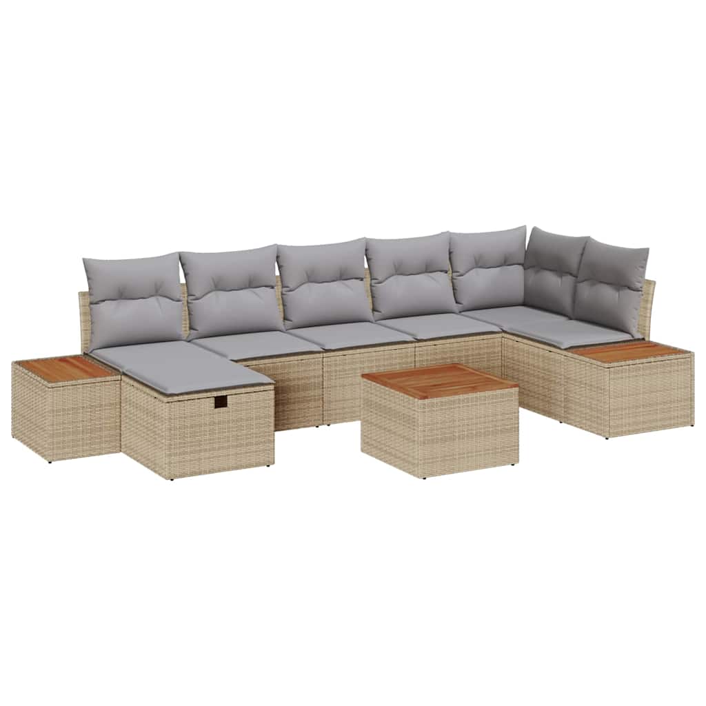 Havesofa Sæt 8 stk. Beige polyrattan