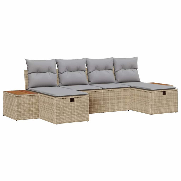Havesofa Sæt 6 stk. Beige polyrattan