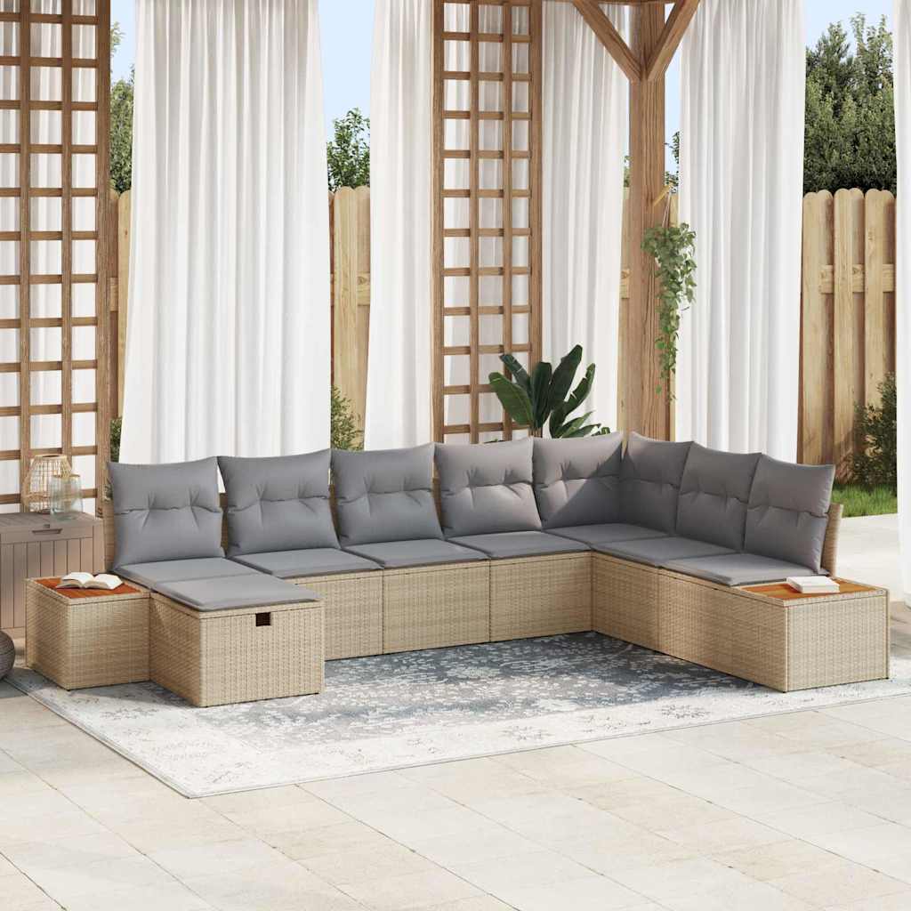 Havesofa Sæt 9 stk. Beige polyrattan
