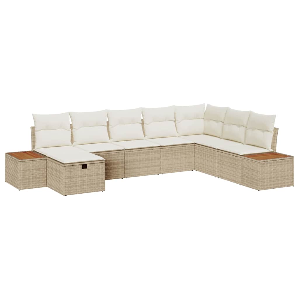 Havesofa Sæt med pude 9 pcs Beige polyrattan