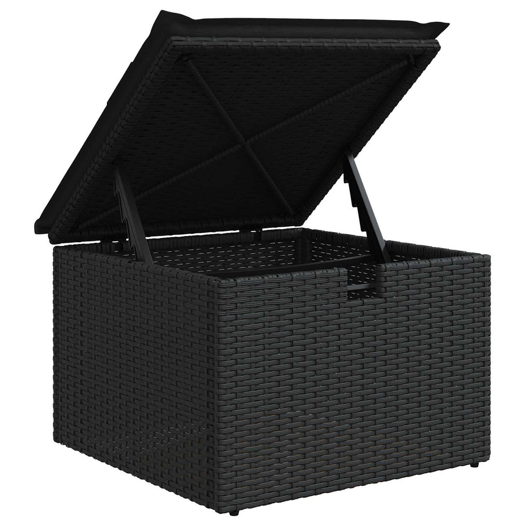 Havesofa Sæt med pude 9 pcs Sort polyrattan