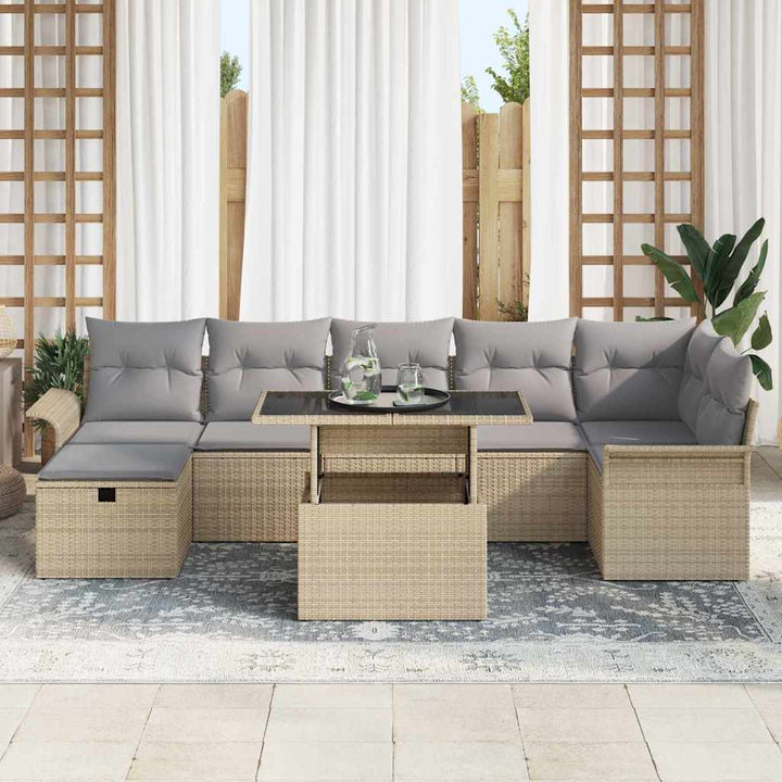 Havesofa Sæt 8 stk. Beige polyrattan