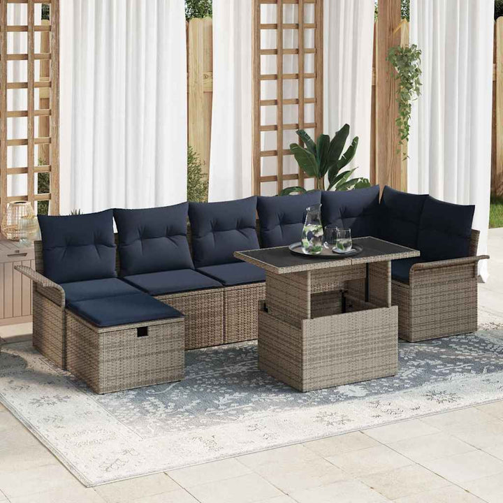 Havesofa Sæt 8 stk. Grå polyrattan