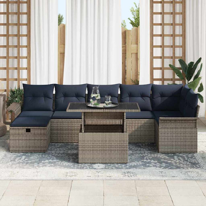Havesofa Sæt 8 stk. Grå polyrattan