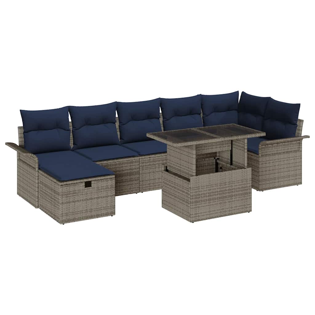 Havesofa Sæt 8 stk. Grå polyrattan