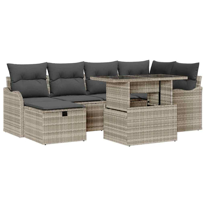 Havesofa Sæt 7 stk. Lysegrå polyrattan