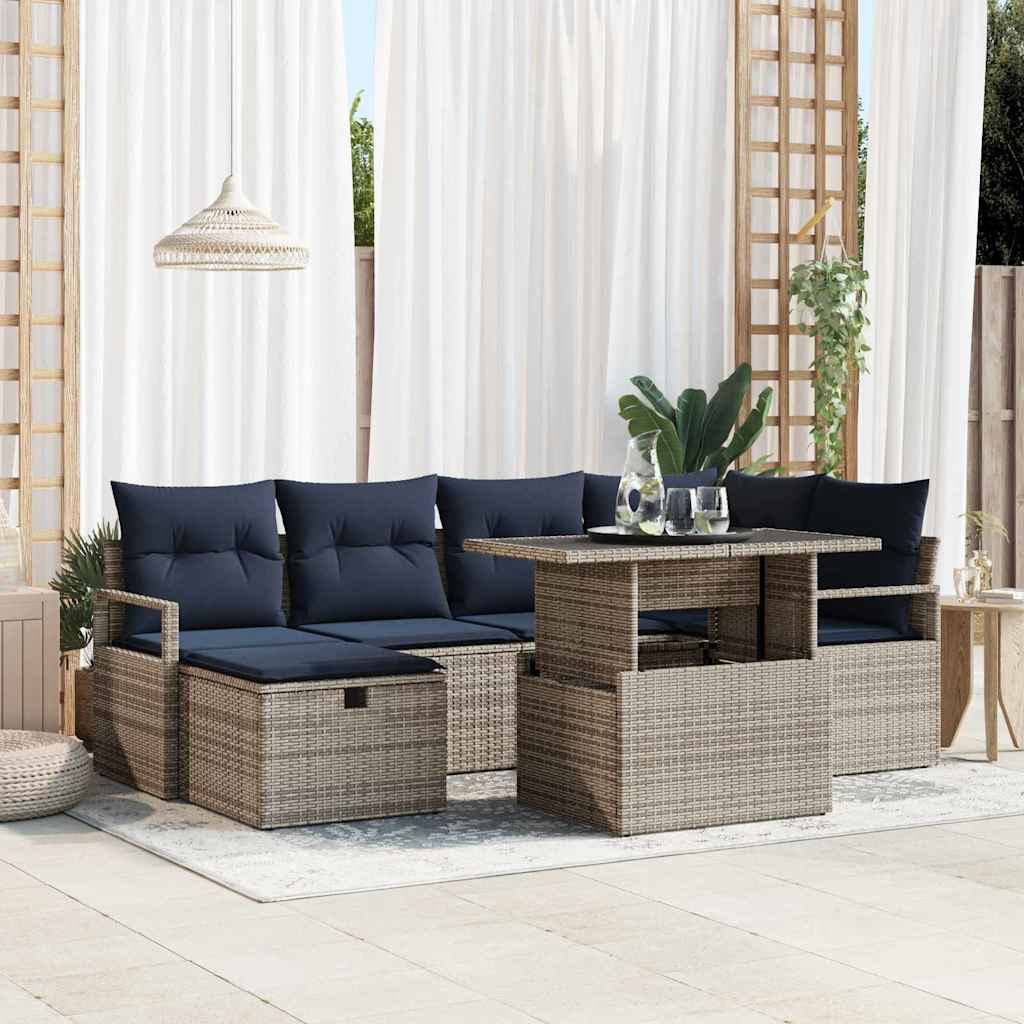 Havesofa Sæt med pude med opbevaring 7 pcs polyrattan