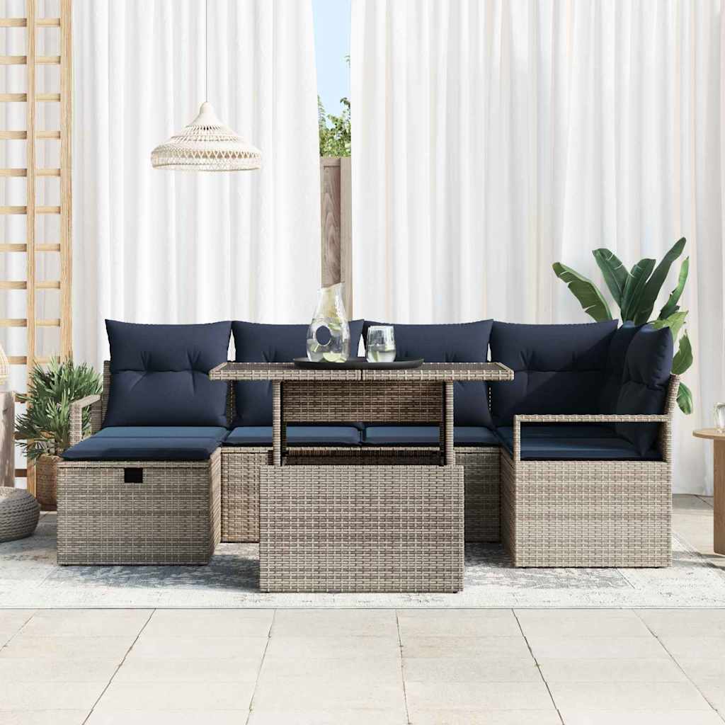 Havesofa Sæt med pude med opbevaring 7 pcs polyrattan