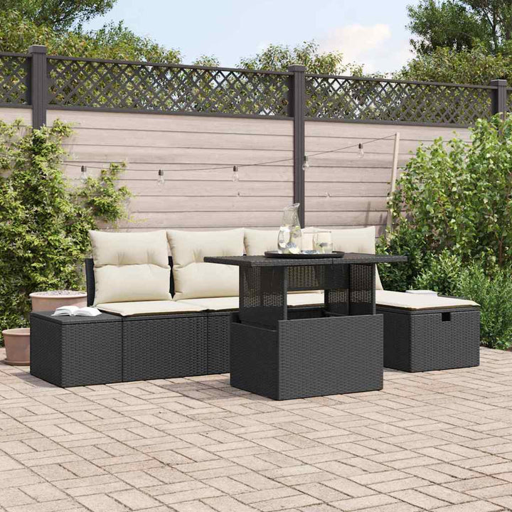 Havesofa Sæt med pude med opbevaring 6 pcs Poly rattan