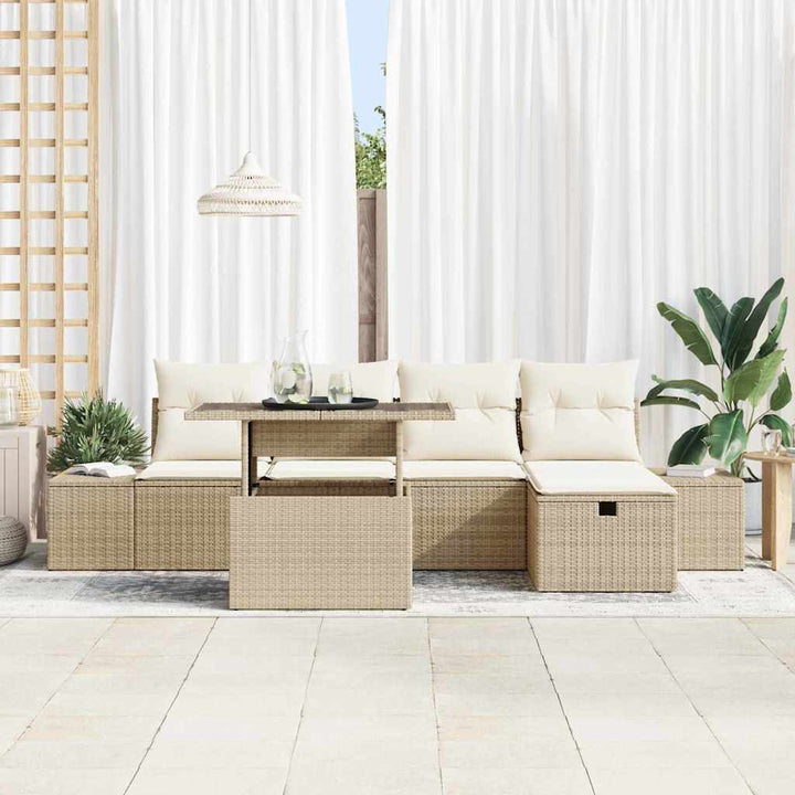 Havesofa Sæt med pude med opbevaring 6 pcs Poly rattan
