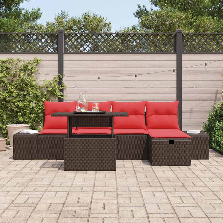 Havesofa Sæt med pude med opbevaring 6 pcs polyrattan