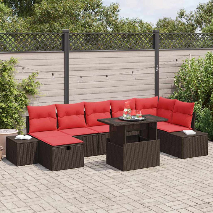 Havesofa Sæt med pude med opbevaring 8 pcs polyrattan