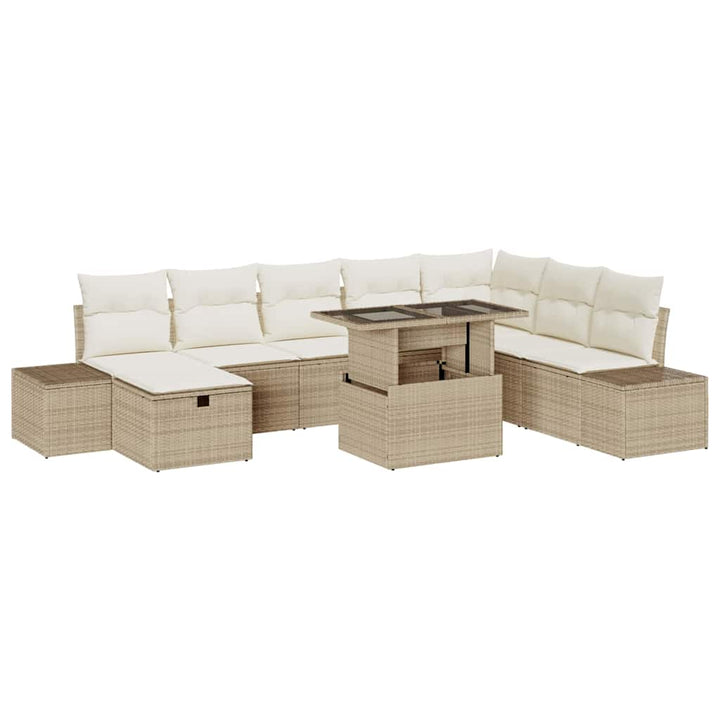 Havesofa Sæt 11 pcs Beige Poly rattan