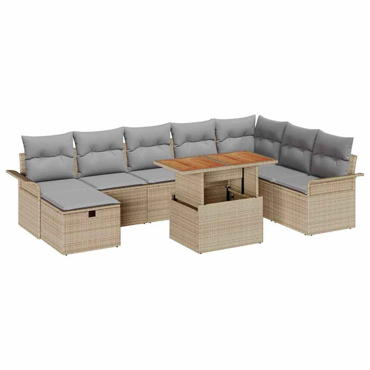 Havesofa Sæt 9 stk. Beige polyrattan