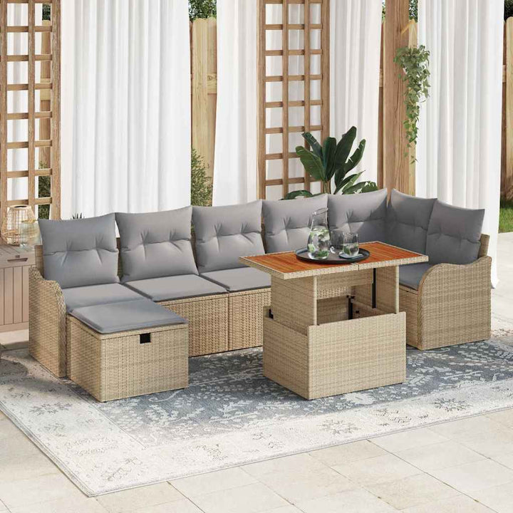 Havesofa Sæt 8 stk. Beige polyrattan