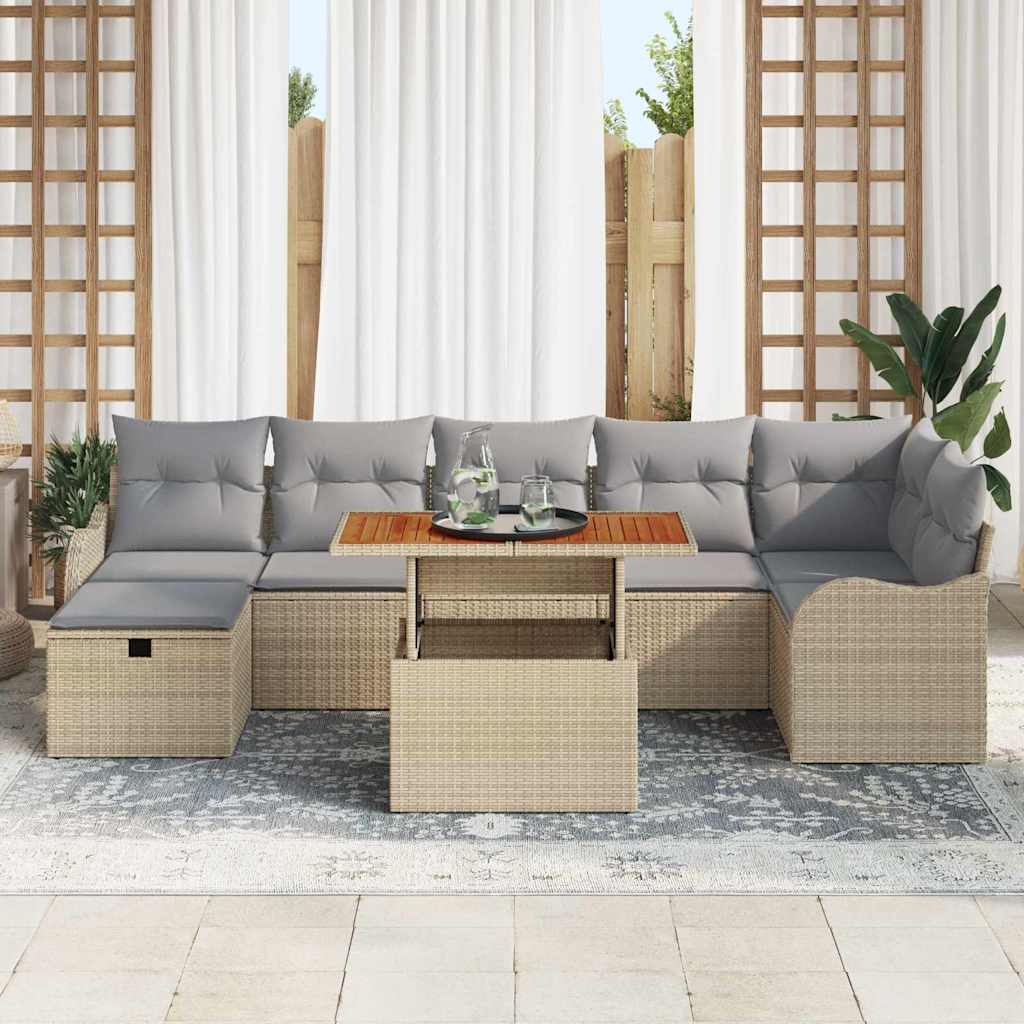 Havesofa Sæt 8 stk. Beige polyrattan