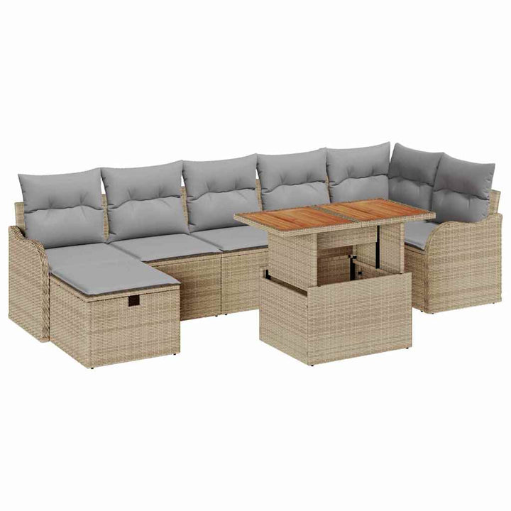 Havesofa Sæt 8 stk. Beige polyrattan